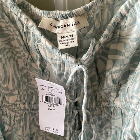 American Eagle Outfitters Silver Smocked Tie Front Camisole - Picture 3 of 3